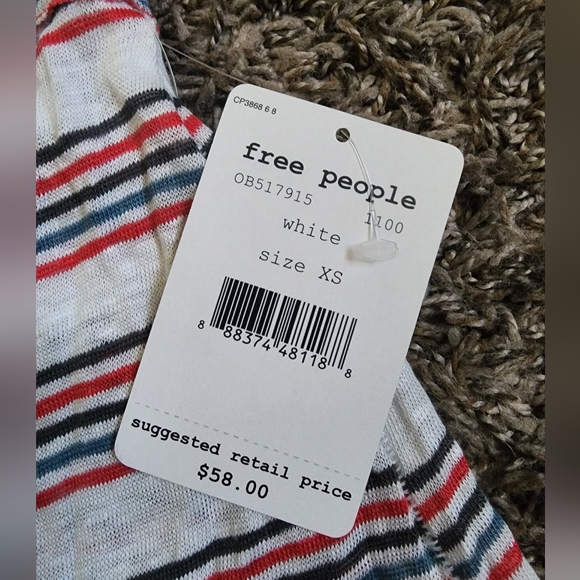 NWT Free People We The Free Linen Twist Back White Striped Tank Top XS - Picture 4 of 8